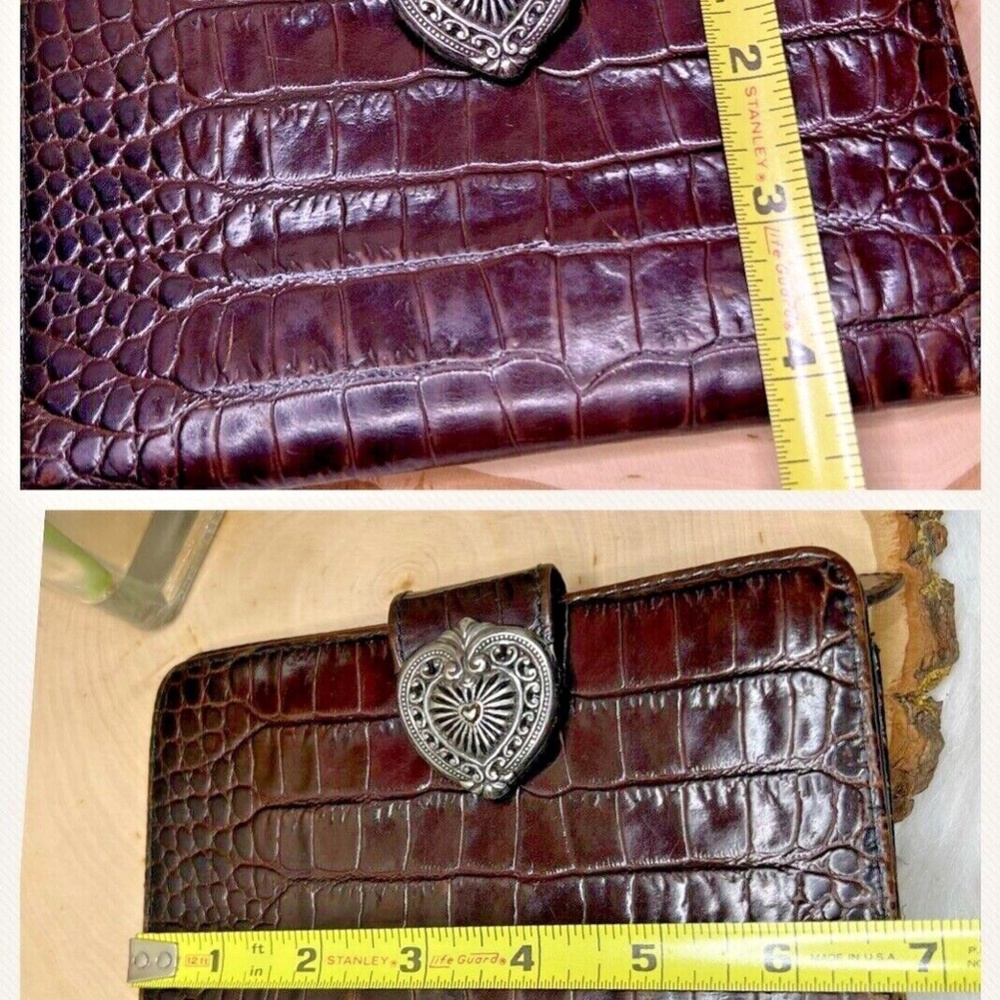 Vntg Brighton Brown Croc Embossed Leather Wallet Folder Folio Journal Case Cover - Picture 10 of 11